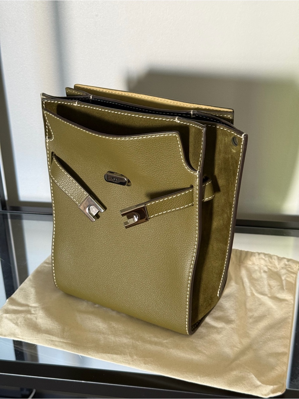 Tory Burch Olive Green Leather Crossbody Bag
